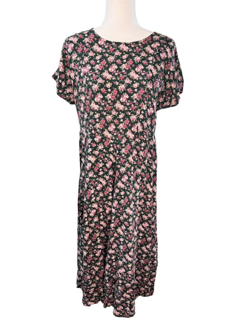 My Michelle Vintage Pink Rose Floral Midi Dress Size 8 M Cottagecore